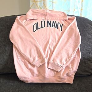 Girls pink pullover hoodie sweatshirt old navy size L 10/12 like new worn twice